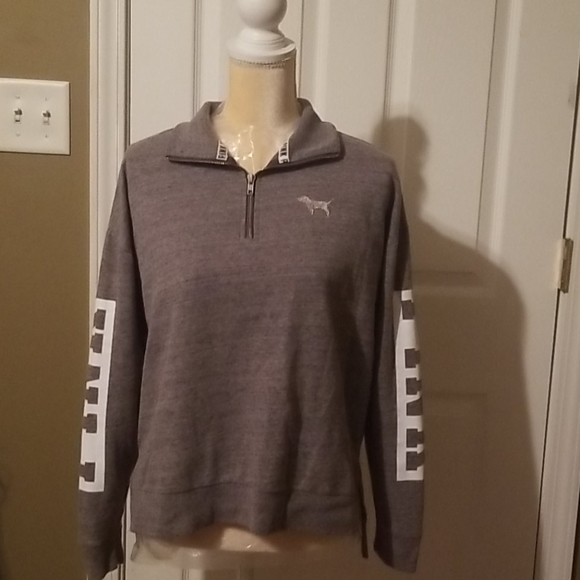 pink Victoria secret Tops - Pink Victoria secret sweatshirt size small gray